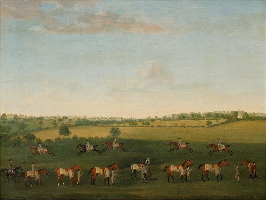 Sir Charles Warre Malets String of Racehorses at Exercise Painting by Francis Sartorius