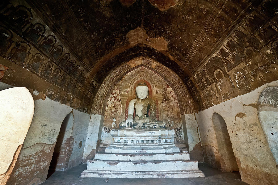 Sitting Buddha in a Stupa, Bagan, Myanmar #1 Photograph by Lie Yim
