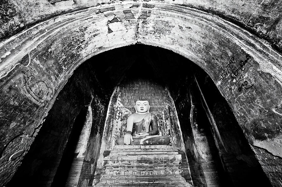 Sitting Buddha inside a Stupa, Bagan, Myanmar #1 Photograph by Lie Yim