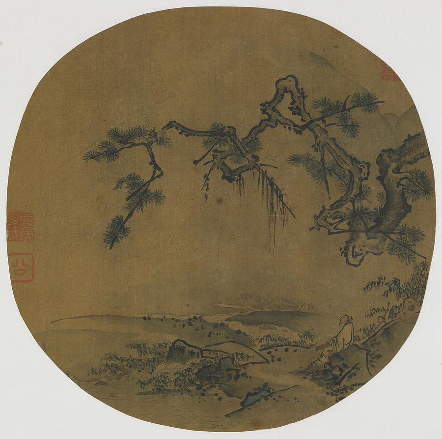 Sitting under a Pine Painting by Ma Yuan - Pixels