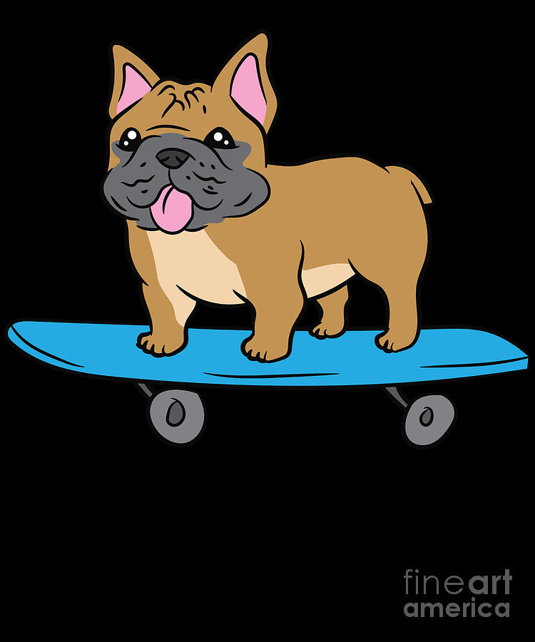 Skateboarding French Bulldog Kids Skater Bulldog Skateboard Digital Art by EQ Designs Fine Art