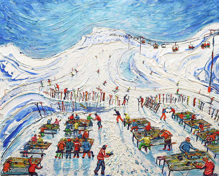 Ski Print Mountain Cafe #1 Painting by Pete Caswell Ski Print Mountain Cafe #1 Painting by Pete Caswell