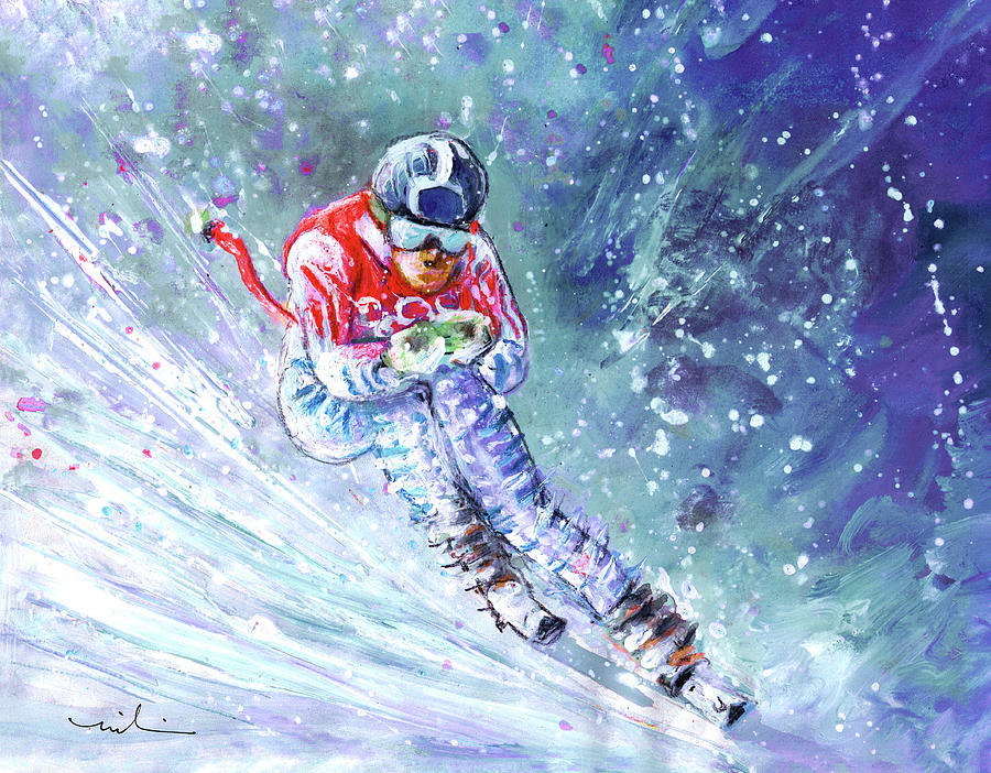 Skiing 10 #1 Painting by Miki De Goodaboom