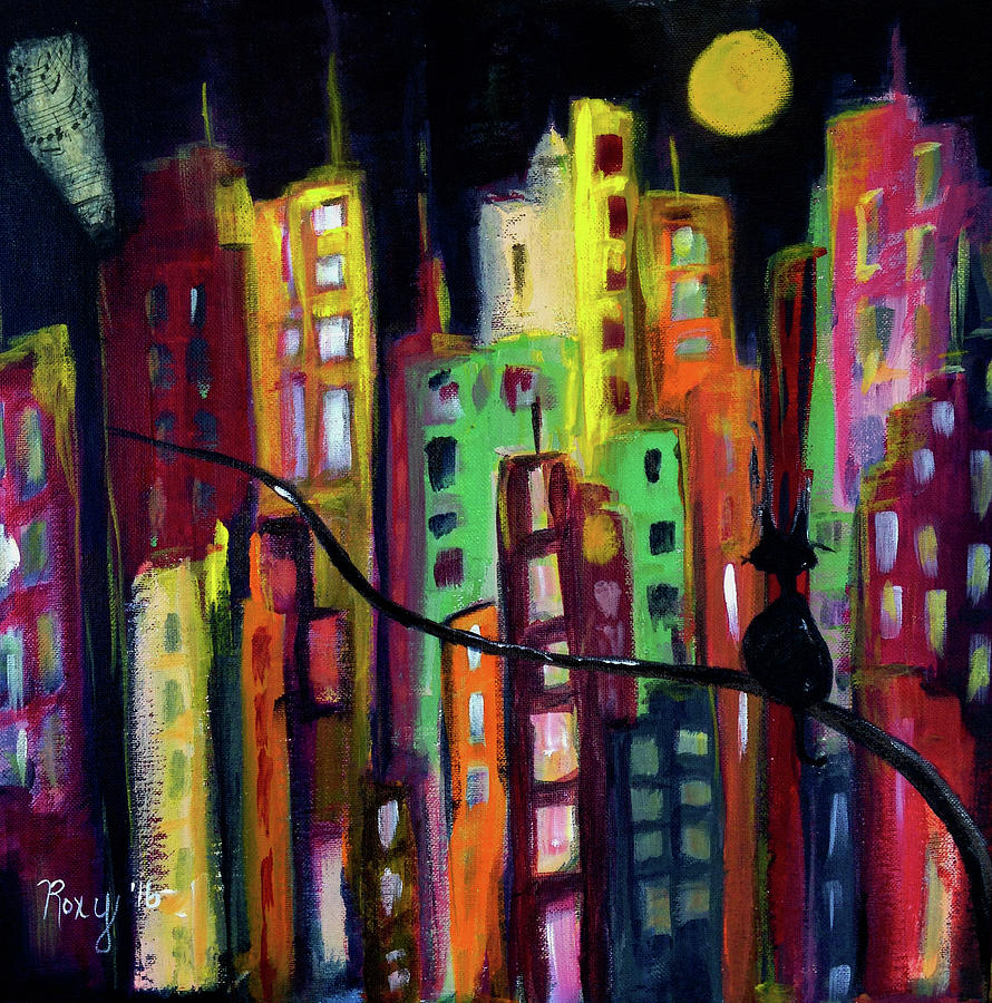 Skyscrapers Painting by Roxy Rich