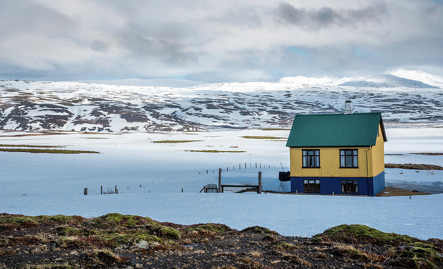Small cottage house in snow in Reykjanes in winter in Iceland #3 Photograph by Michalakis Ppalis