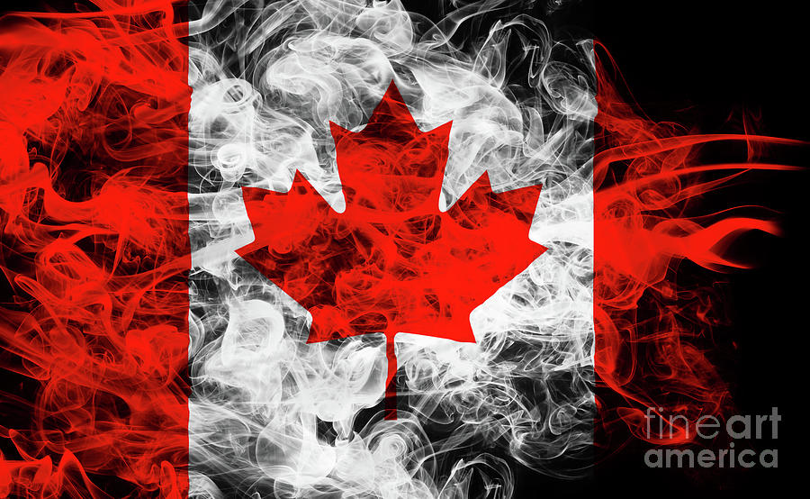 smoke flag of Canada #1 Photograph by Benny Marty