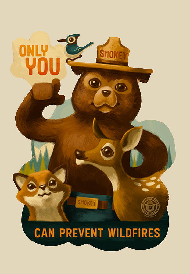 Vintage Drawing - Smokey the bear #1 by The Gallery