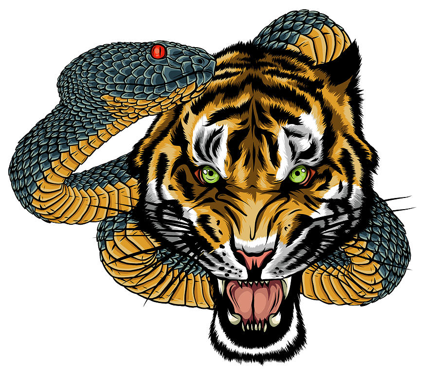 Traditional Tiger Snake Backpiece Tattoo by Krooked Ken at… | Flickr
