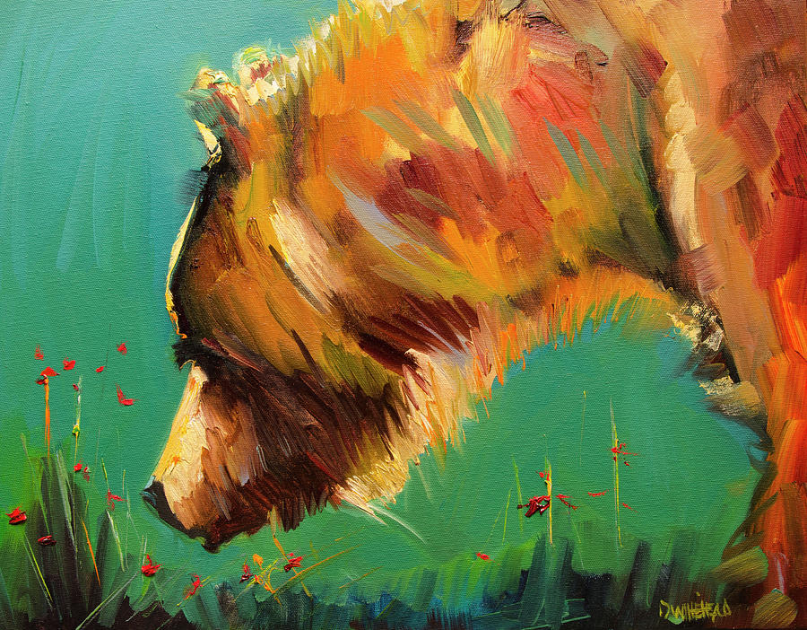 Sniff Bear #2 Painting by Diane Whitehead