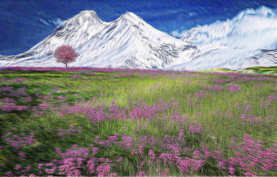 Snow Covered Alps #1 Mixed Media by Bob Pardue