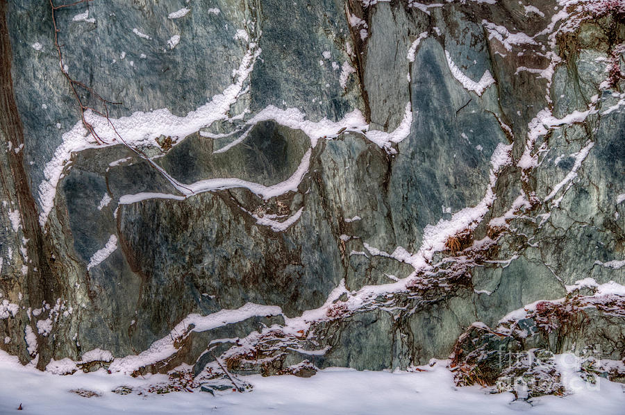 Snow covered stone abstract #1 by Don Landwehrle