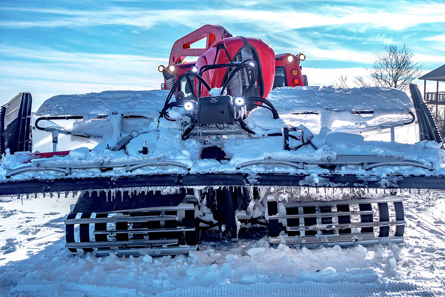 Snow Grooming Machine Parked On Top Of Ski Mountain #1 Photograph by Alex Grichenko