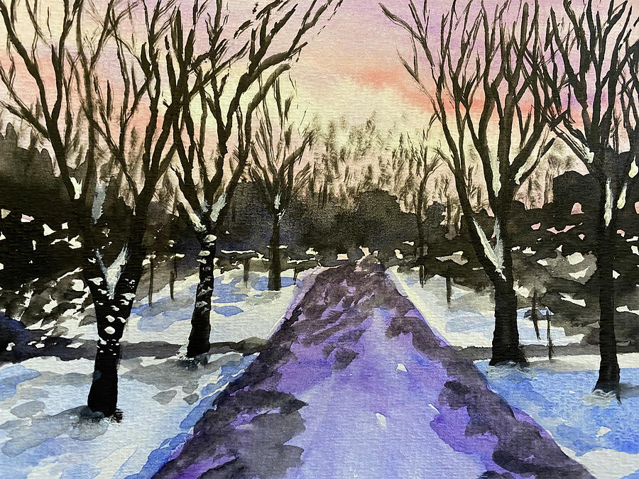 Snowy Lane #2 Painting by Larry Whitler