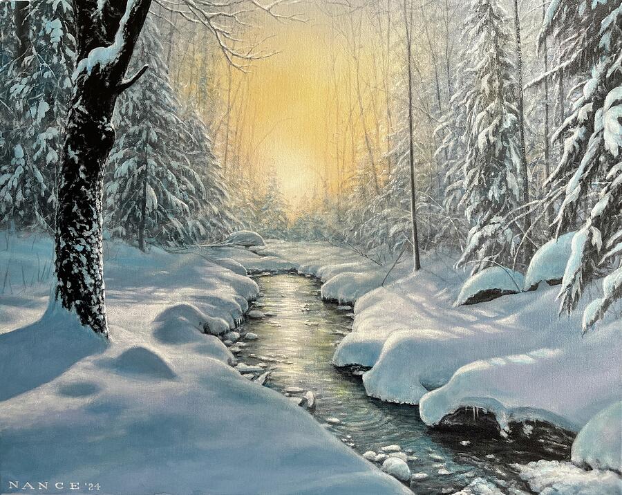 Snowy stream  #1 Painting by Dan Nance