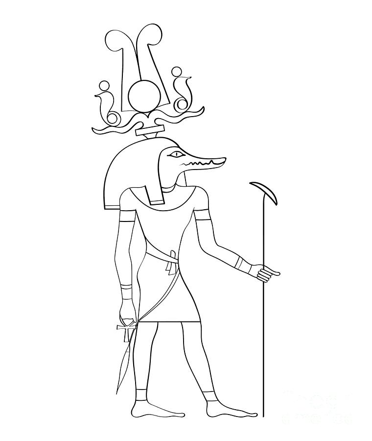 Sobek - Crocodile God Of Strength And Power In Ancient Egypt Drawing