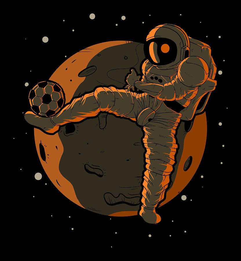 Soccer Astronaut Outer Space Spaceman Digital Art by Kevin Garbes