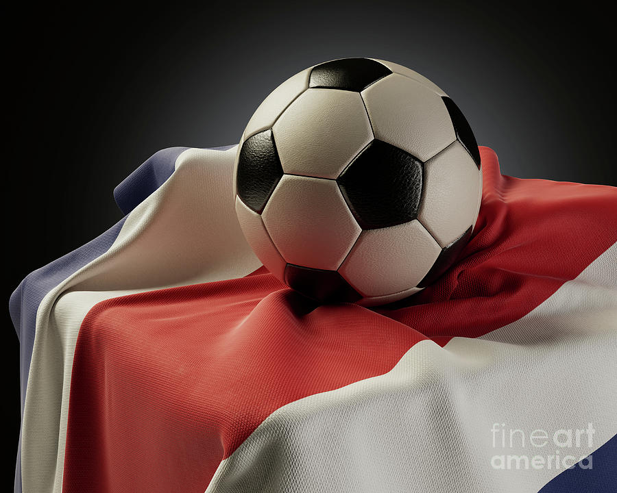 Soccer Digital Art - Soccer Ball And Costa Rica Flag #1 by Allan Swart