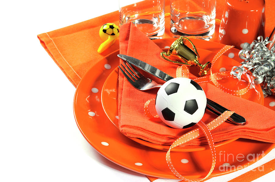 Soccer Photograph - Soccer football celebration party table setting #1 by Milleflore Images