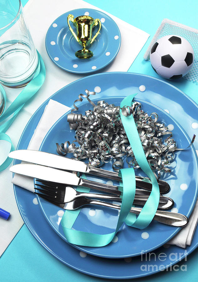 Soccer Photograph - Soccer football celebration party table settings #1 by Milleflore Images