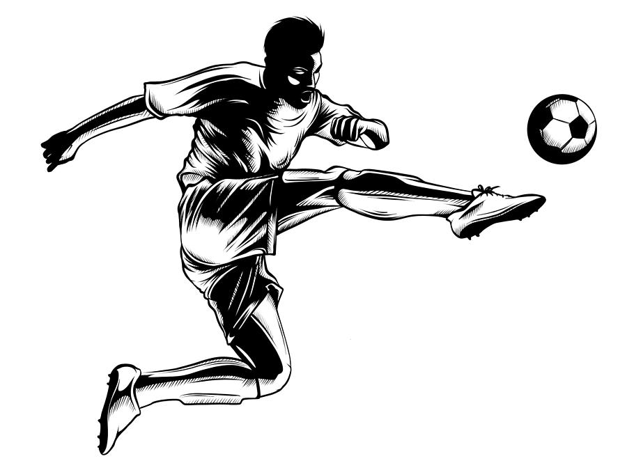 Soccer player kicking ball. illustration of sport Digital Art by Dean