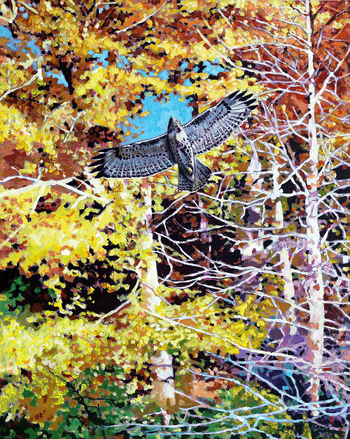 Hawk Painting - Some Glad Morning #1 by John Lautermilch
