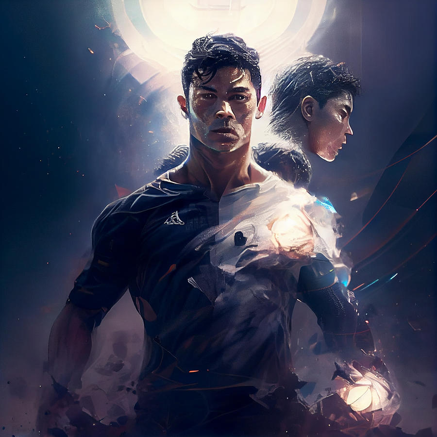 Fantasy Digital Art - Son  Heung  min  vs  Cristiano  Ronaldo  CR7  two  socc  by Asar Studios #1 by Celestial Images