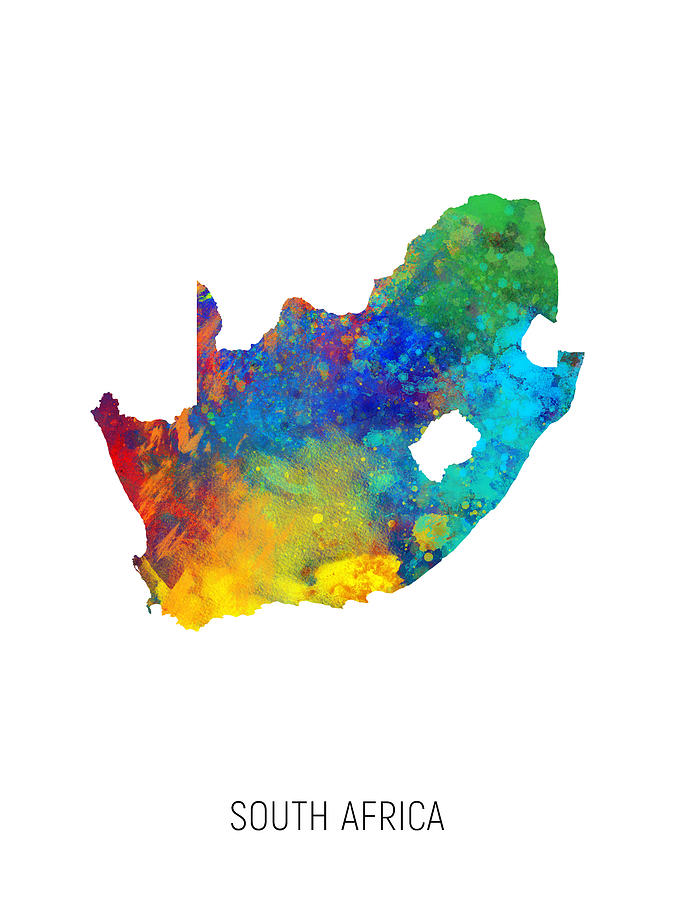 South Africa Watercolor Map #1 Digital Art by Michael Tompsett