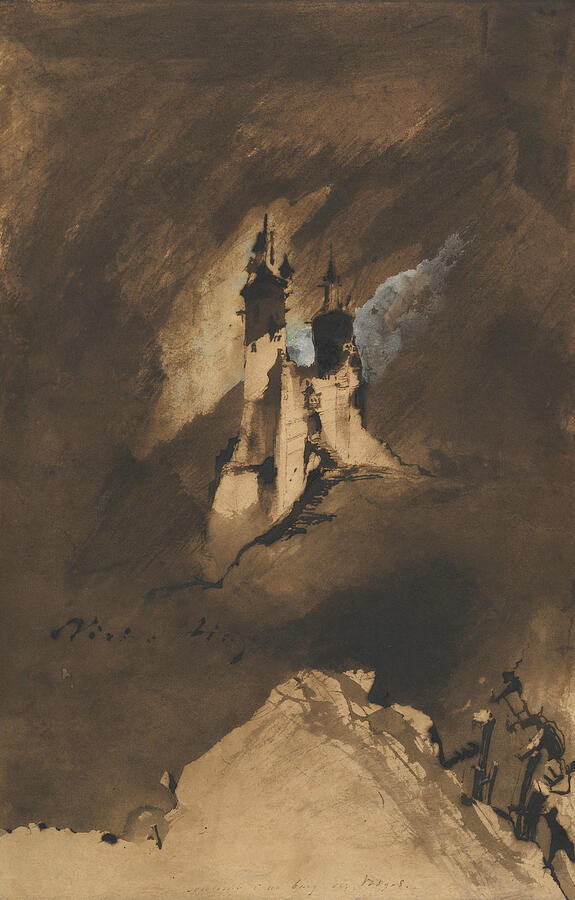 Souvenir of a Castle in Vosges, from 1857 Drawing by Victor Hugo