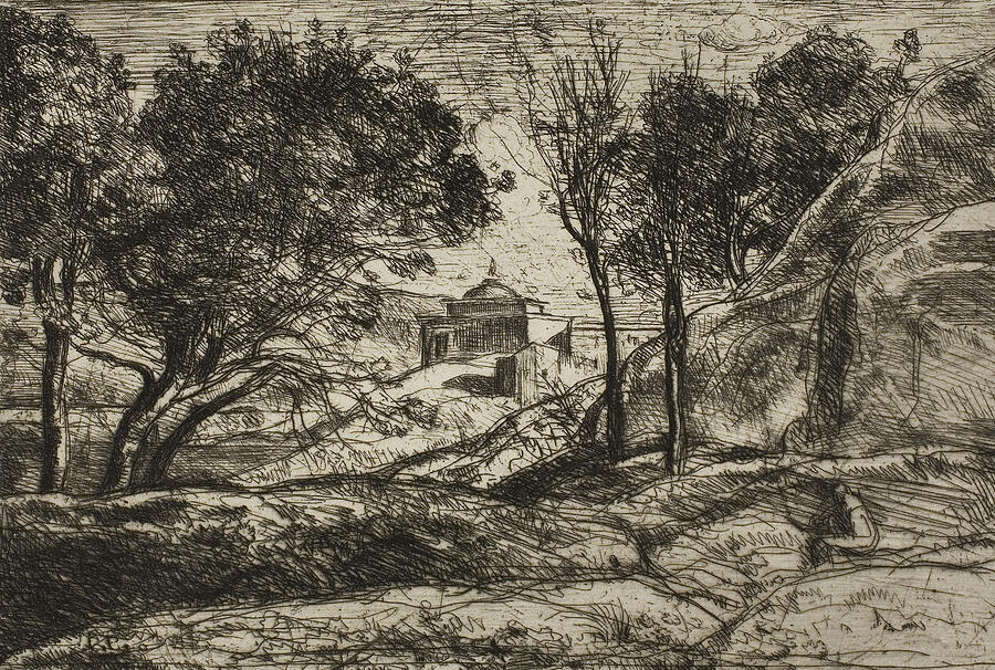 Souvenir of Tuscany, from 1840-1850 Relief by Jean-Baptiste-Camille Corot