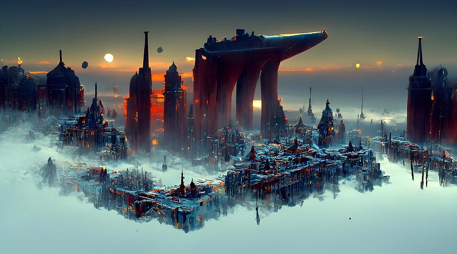 space city at Dawn 35 Digital Art by Frederick Butt