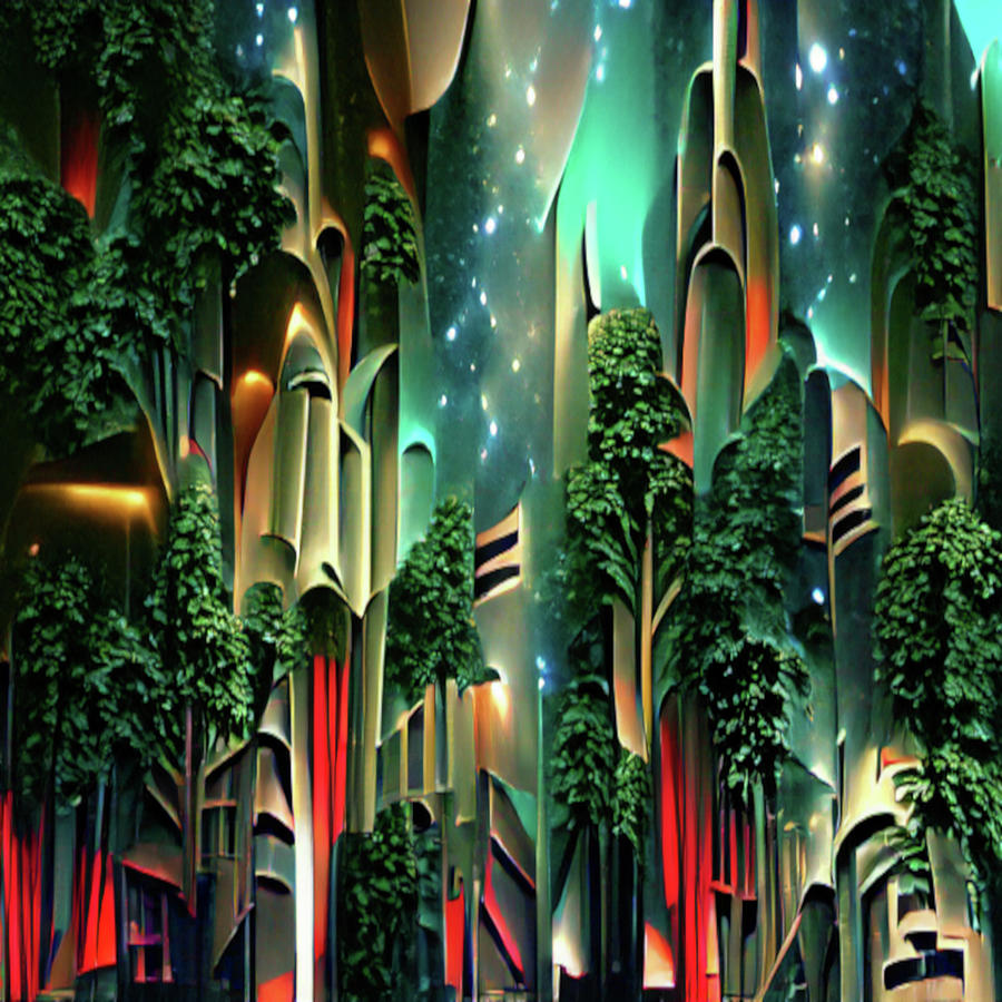 Space Forest #1 Digital Art by Michael Canteen