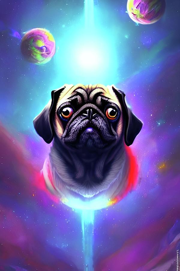 Space Pug #2 - AI Art - Fantasy Art Digital Art by Rachel Kane - Fine ...