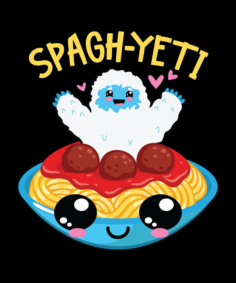 Spaghetti Yeti Bigfoot Eating Noodle Yeti #1 by Moon Tees
