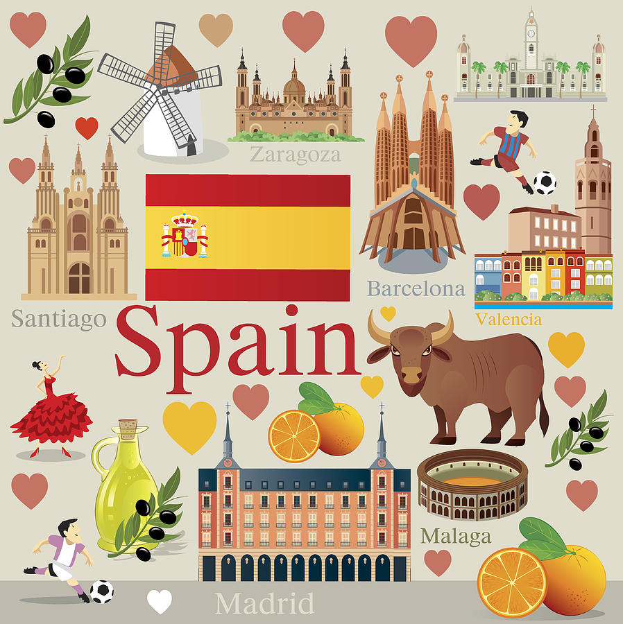 Spain Travel #1 Drawing by Drmakkoy