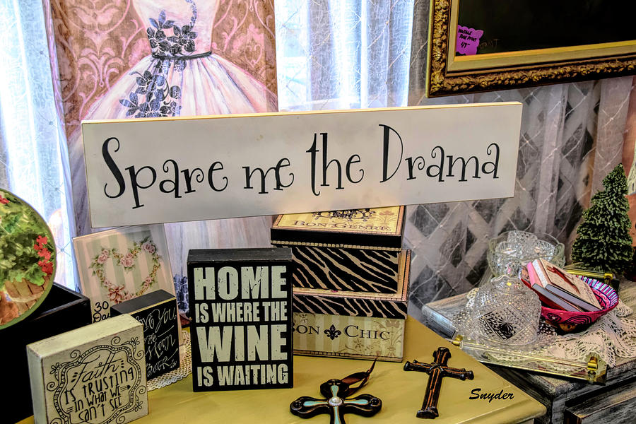 Spare Me The Drama Home Is Where The Wine Is 2 #1 Photograph by Barbara Snyder