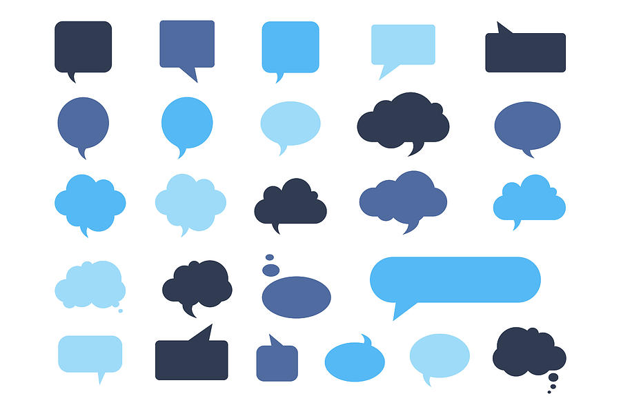 Speech bubble icons set Drawing by Ajwad Creative Speech bubble icons set Drawing by Ajwad Creative