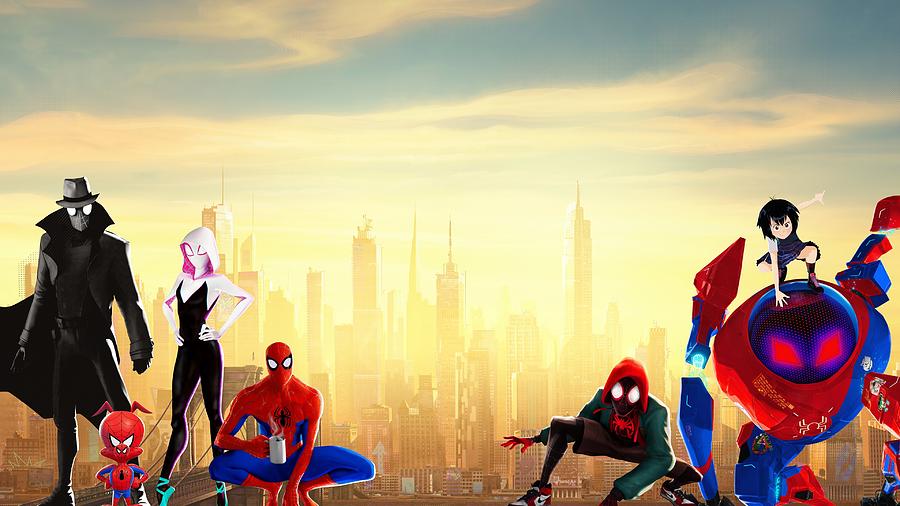 spider man into the spider verse dual monitor wallpaper