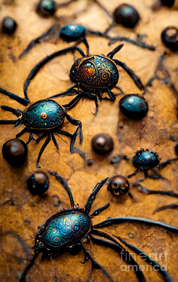Spider Digital Art - Spiders steampunk #1 by Sabantha