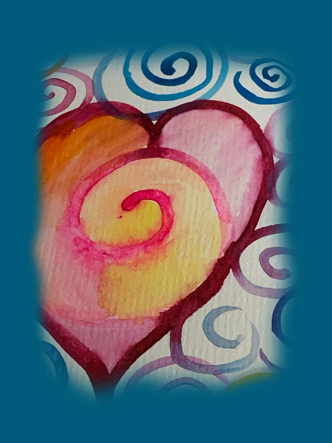Spiral Heart Painting by Sandy Rakowitz