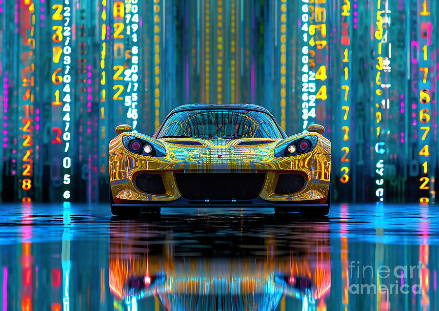 Sports Car Painting - Sport car binary code Lotus Elise Cup 250 #1 by Lowell Harann