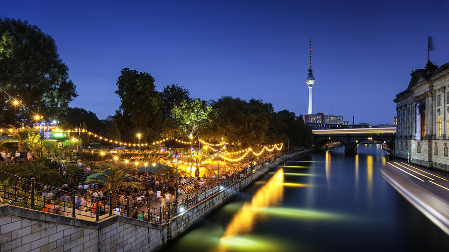 Spree river waterfront near Alexanderplatz, Mitte, Berlin, Germany #1 Photograph by RICOWde
