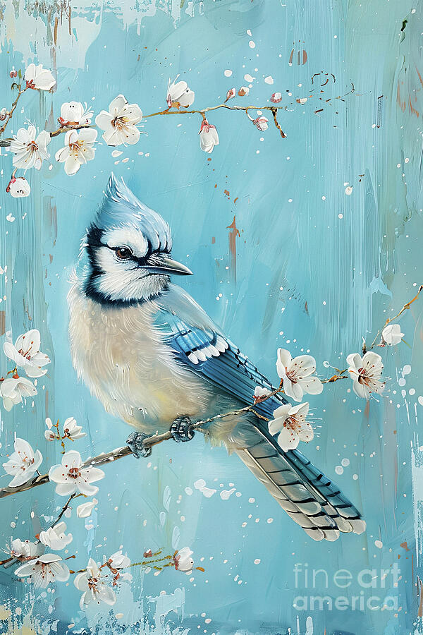 Blue Jay Painting - Pretty Spring Blue Jay by Tina LeCour