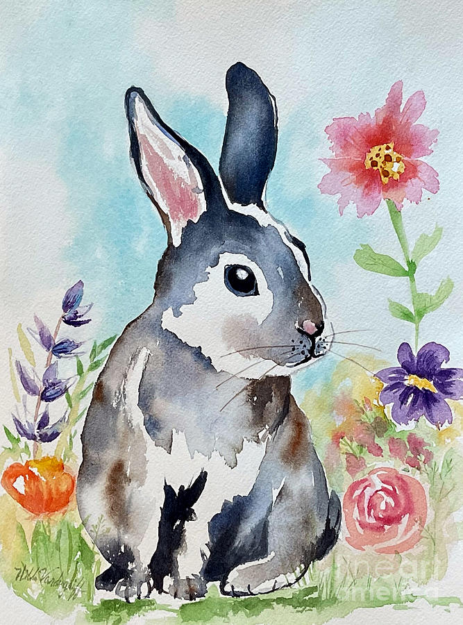 Spring Bunny #1 Painting by Hilda Vandergriff