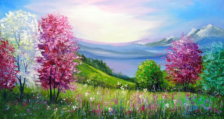 Spring in the mountains Painting by Olha Darchuk - Fine Art America