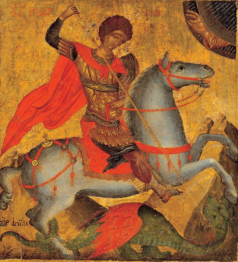 Победоносец поразил змея. Икона св Георгия Победоносца.