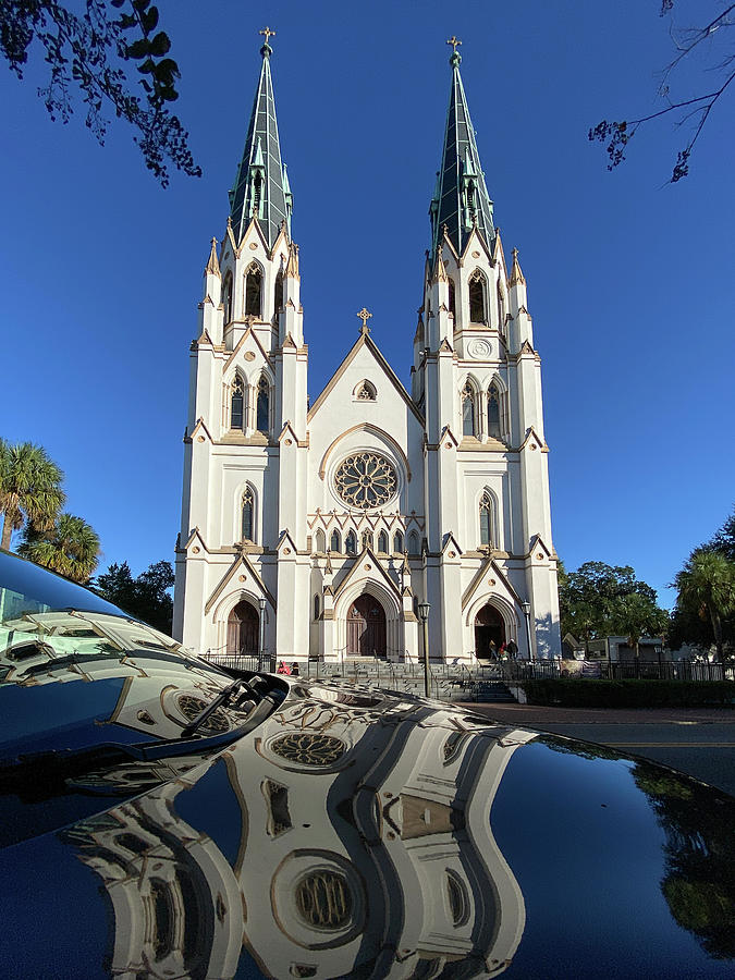 St. John Cathedral in Reflection I, Savannah, Georgia #1 Photograph by Dawna Moore Photography