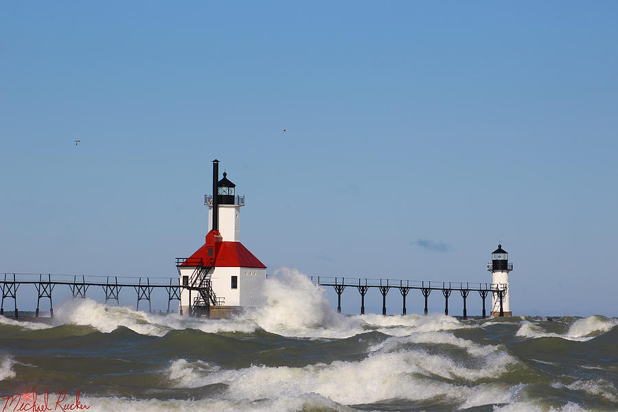 St Joseph Lighthouse Waves Photograph by Michael Rucker | Fine Art America