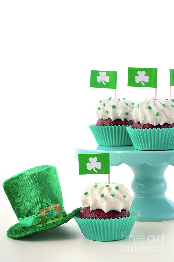 Cake Photograph - St Patricks Day Cupcakes #1 by Milleflore Images