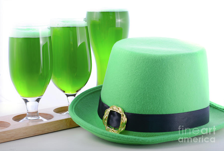 Beer Photograph - St Patricks Day green beer #1 by Milleflore Images
