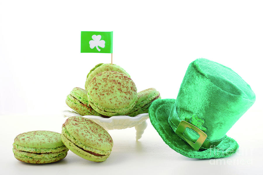 St Patricks Day green macarons. #1 Photograph by Milleflore Images